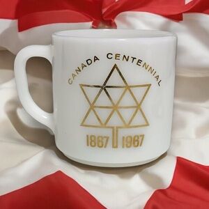 Vintage Collectible Canada Centennial Milk Glass Mug 1867-1967